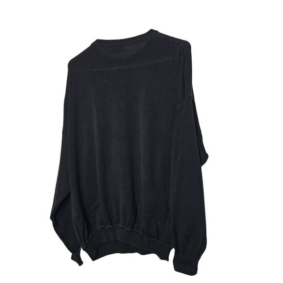 Vintage St. Croix Knits Black Sweater M Geometric Design Ultra Suede Accents‎ - Picture 2 of 7